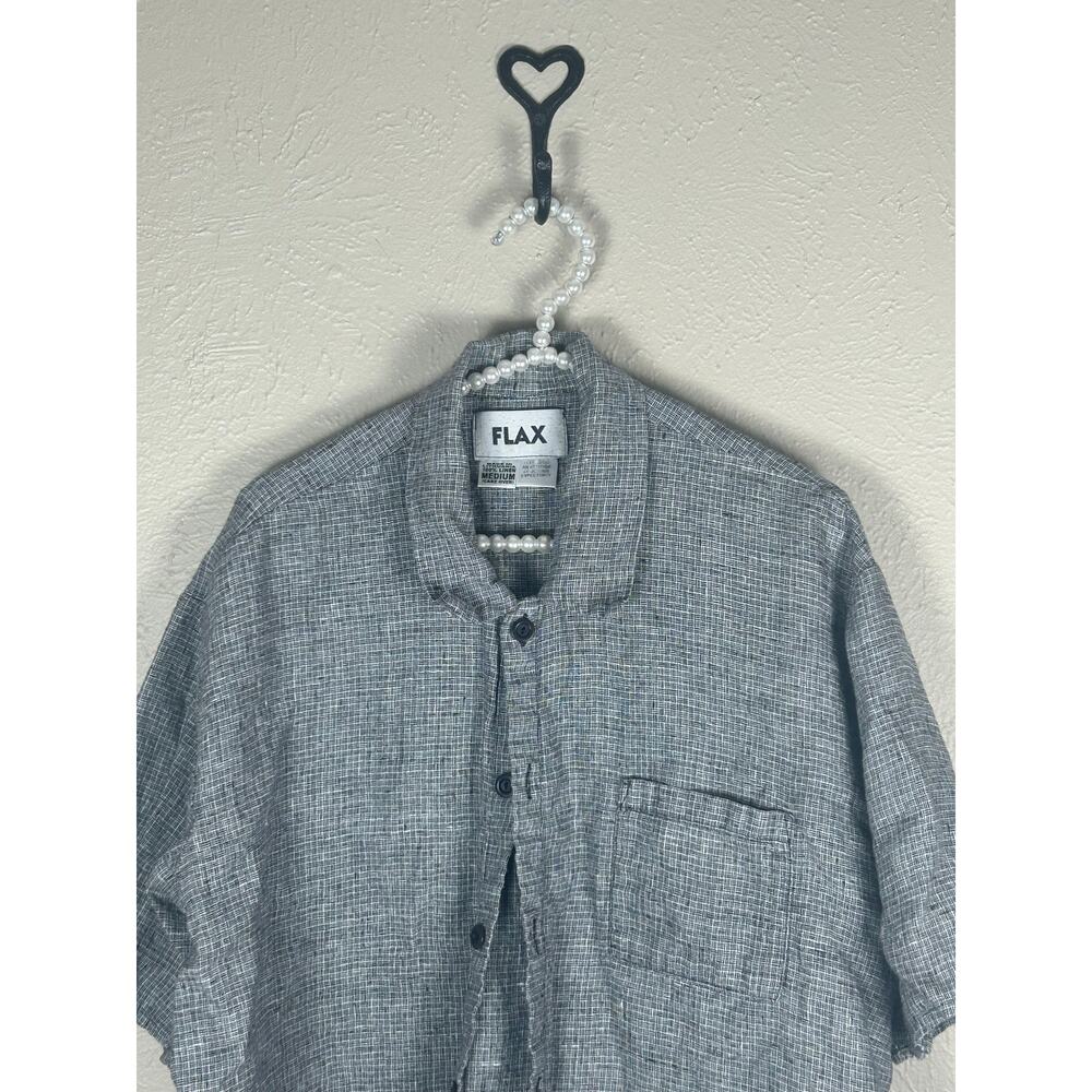 Flax Linen Button Up Top Size Medium Gray Button … - image 2